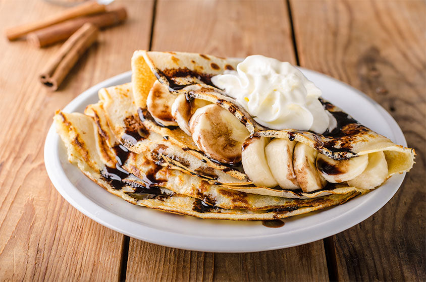 Delicious crepes with milk