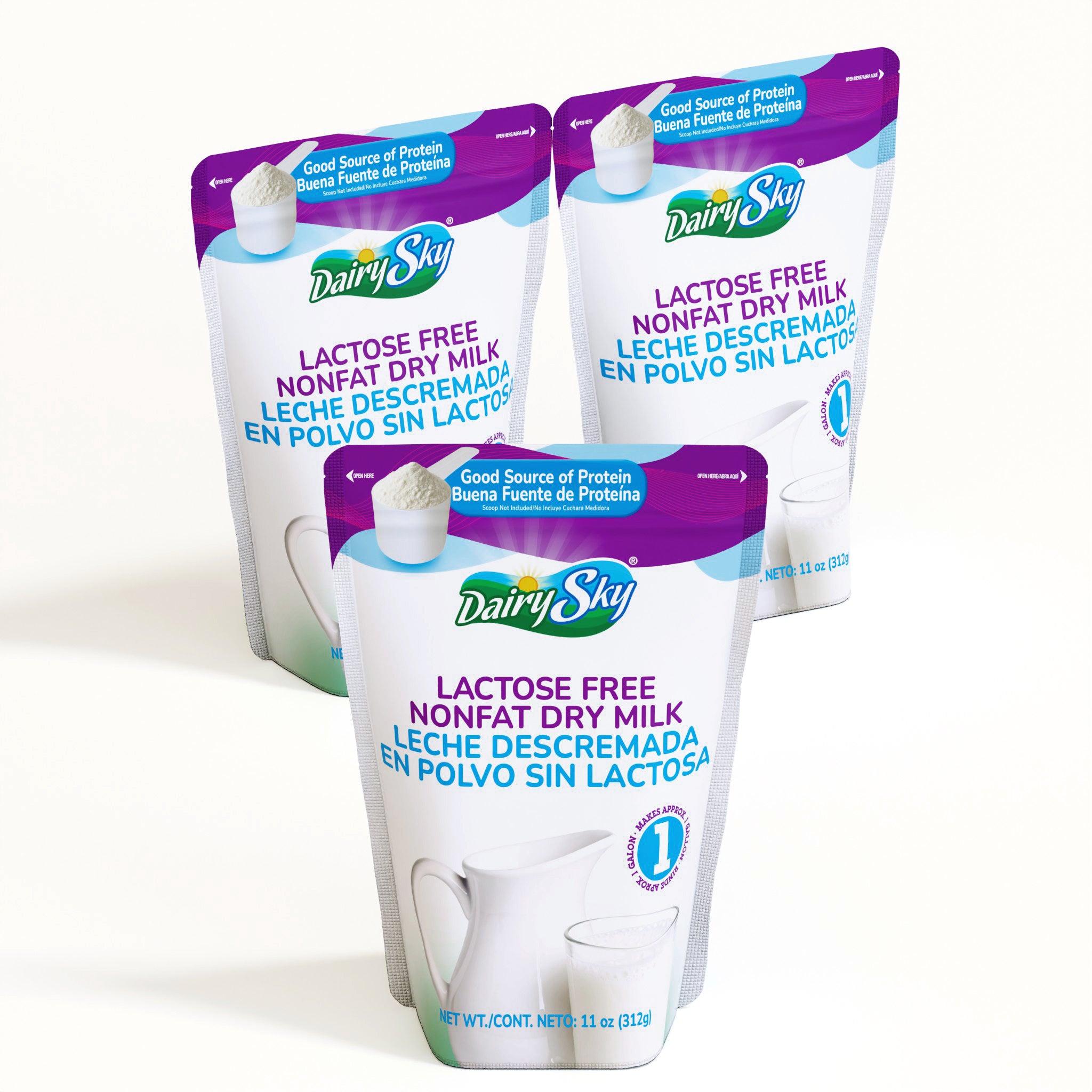 DairySky Lactose Free Nonfat Dry Milk Powder – 11 oz Pack of 3| High Protein | Shelf-Stable