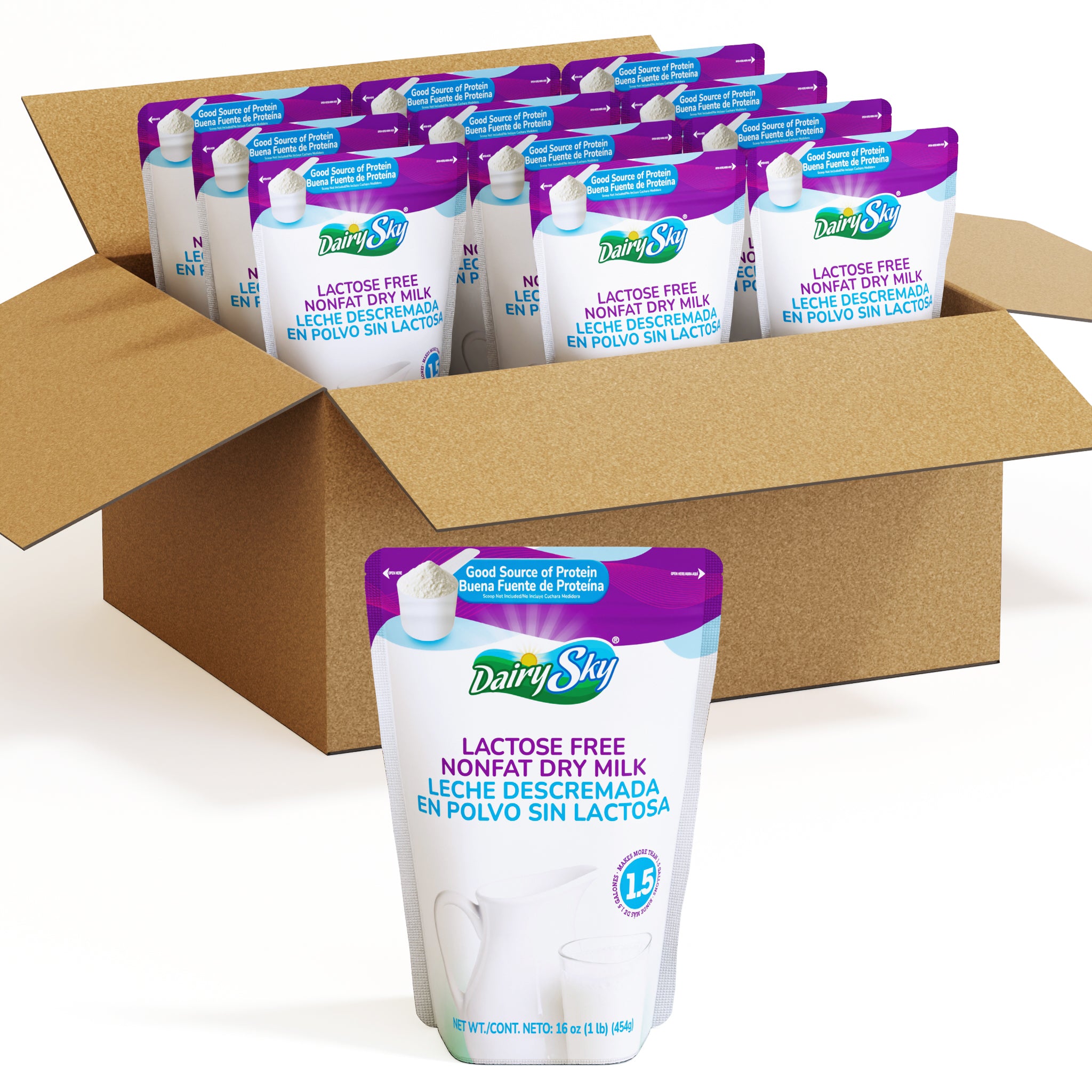 DairySky Nonfat Dry Milk Powder – Lactose Free | 1 lb (454g) | 12 Pack Case