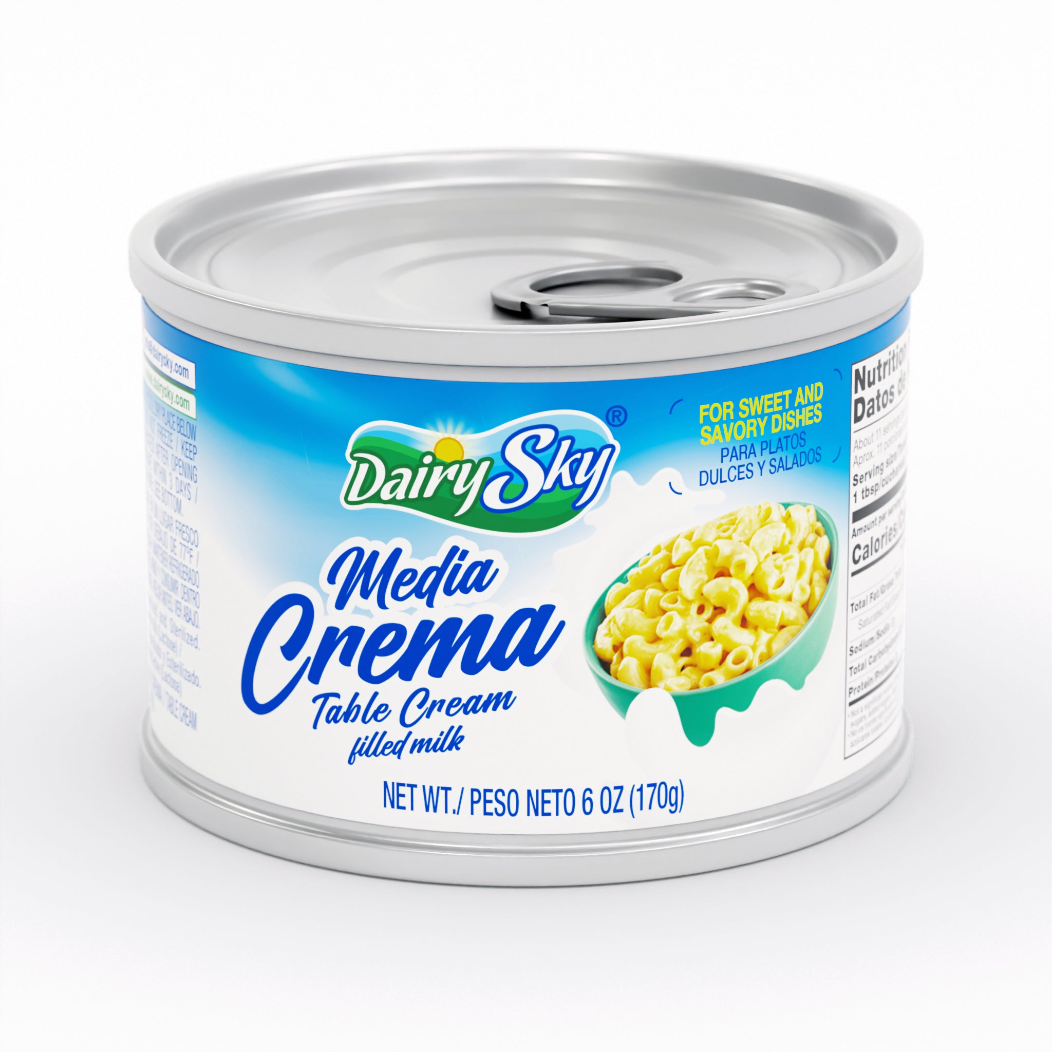DairySky Media Crema Table Cream – 6 oz Can | 48 Pack Case | Made with Filled Milk