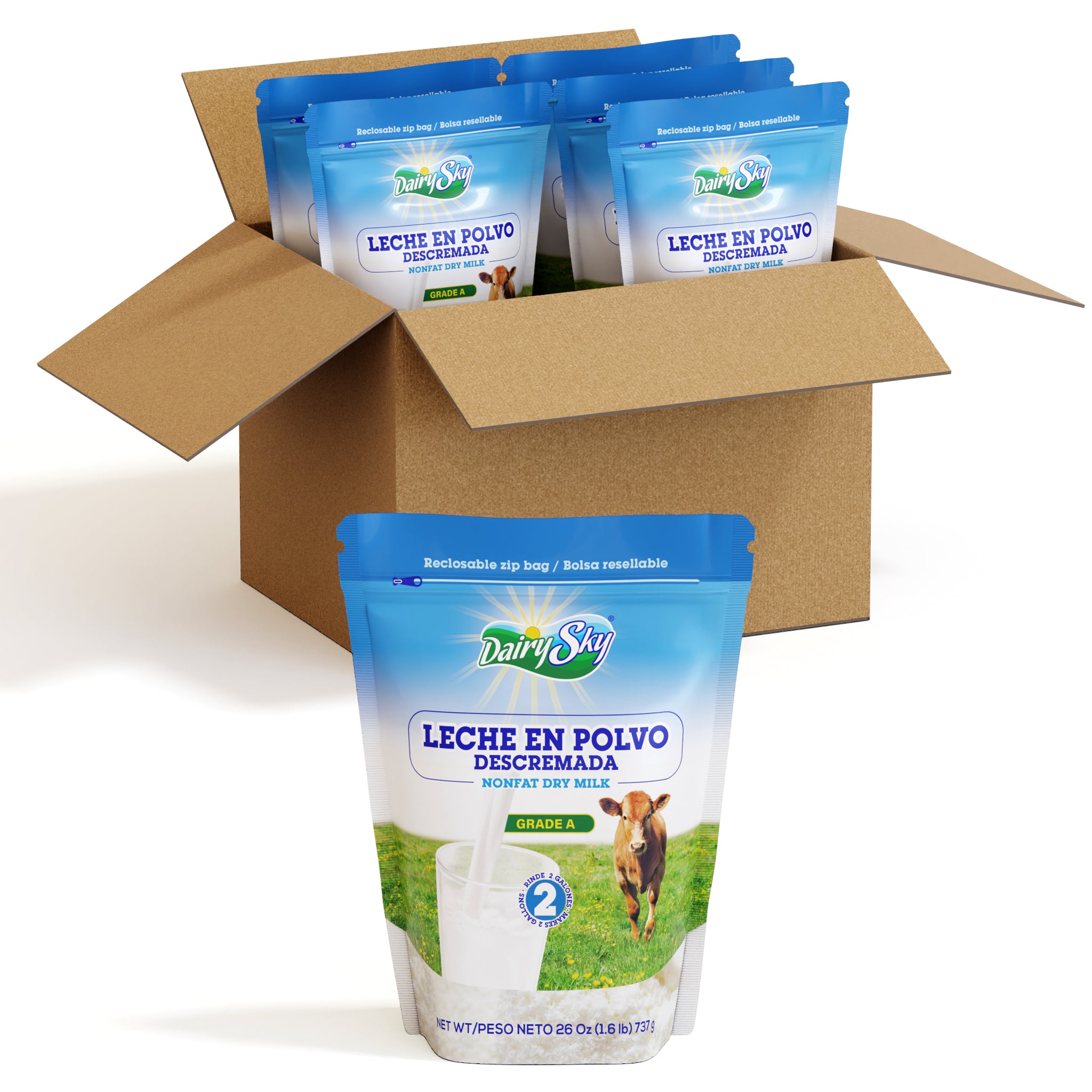 Dairysky Nonfat Dry Milk Powder – Box of 6(26 Oz Each) | No Sugar Added, Shelf-Stable