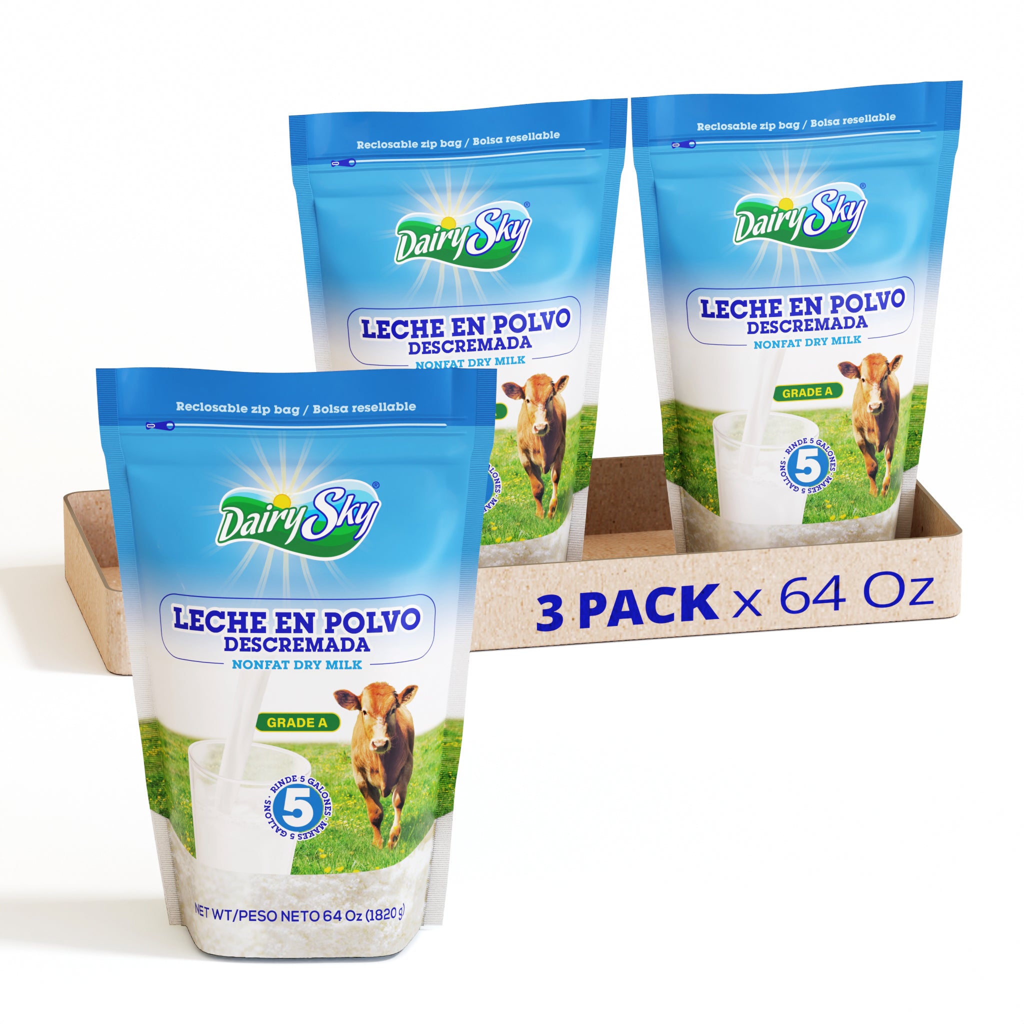 DairySky Lactose-Free Nonfat Dry Milk Powder – 64 oz Pack of 3