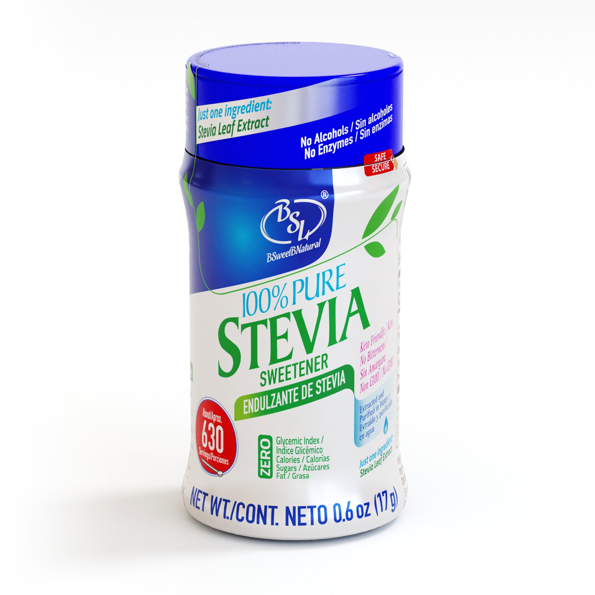 BSL BSweetBNatural Pure Stevia Leaf Extract | Fine Powder Sweetener | 0.6 oz (17g)