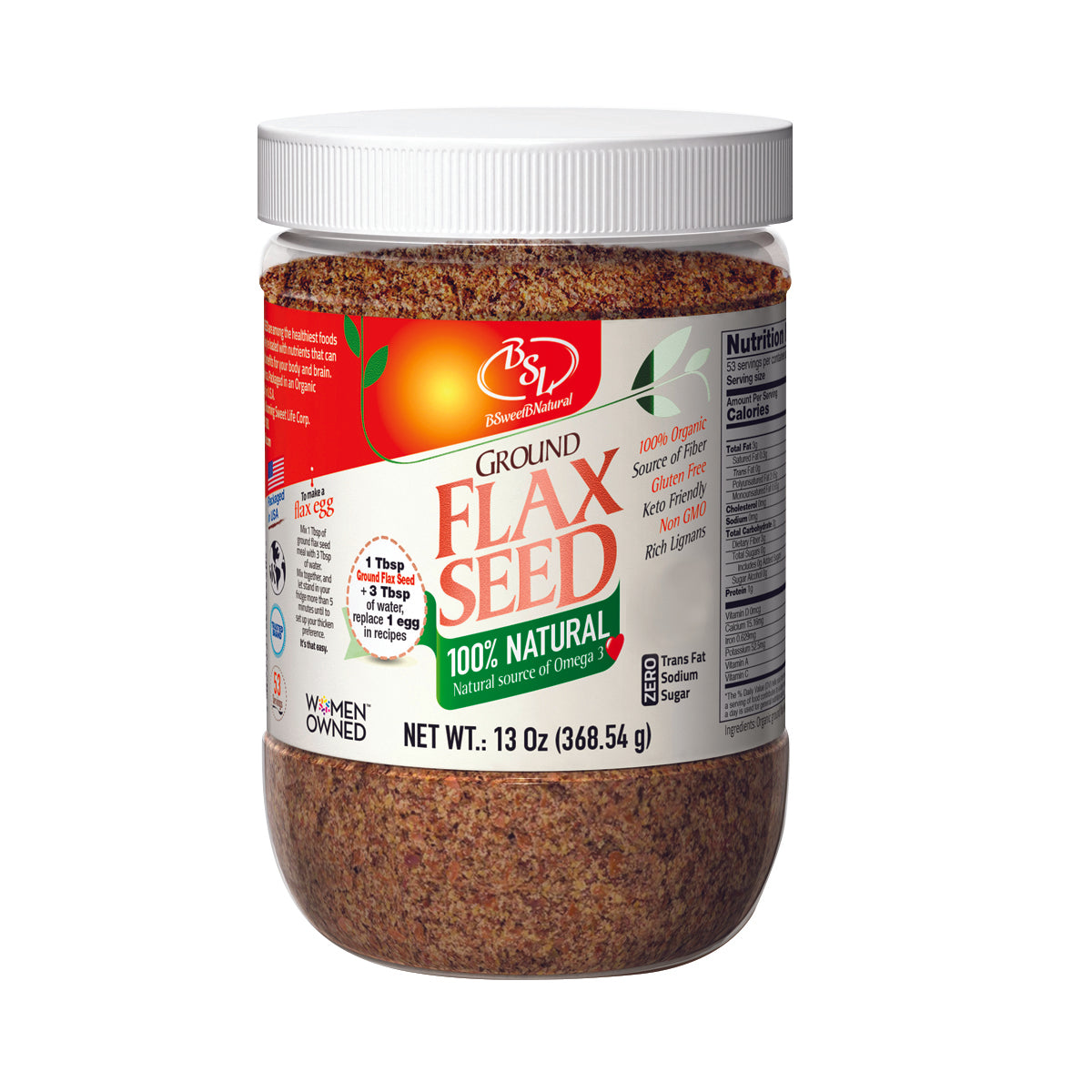 BSL Organic Ground Flax Seeds (13 oz) NutrientPacked Superfood for
