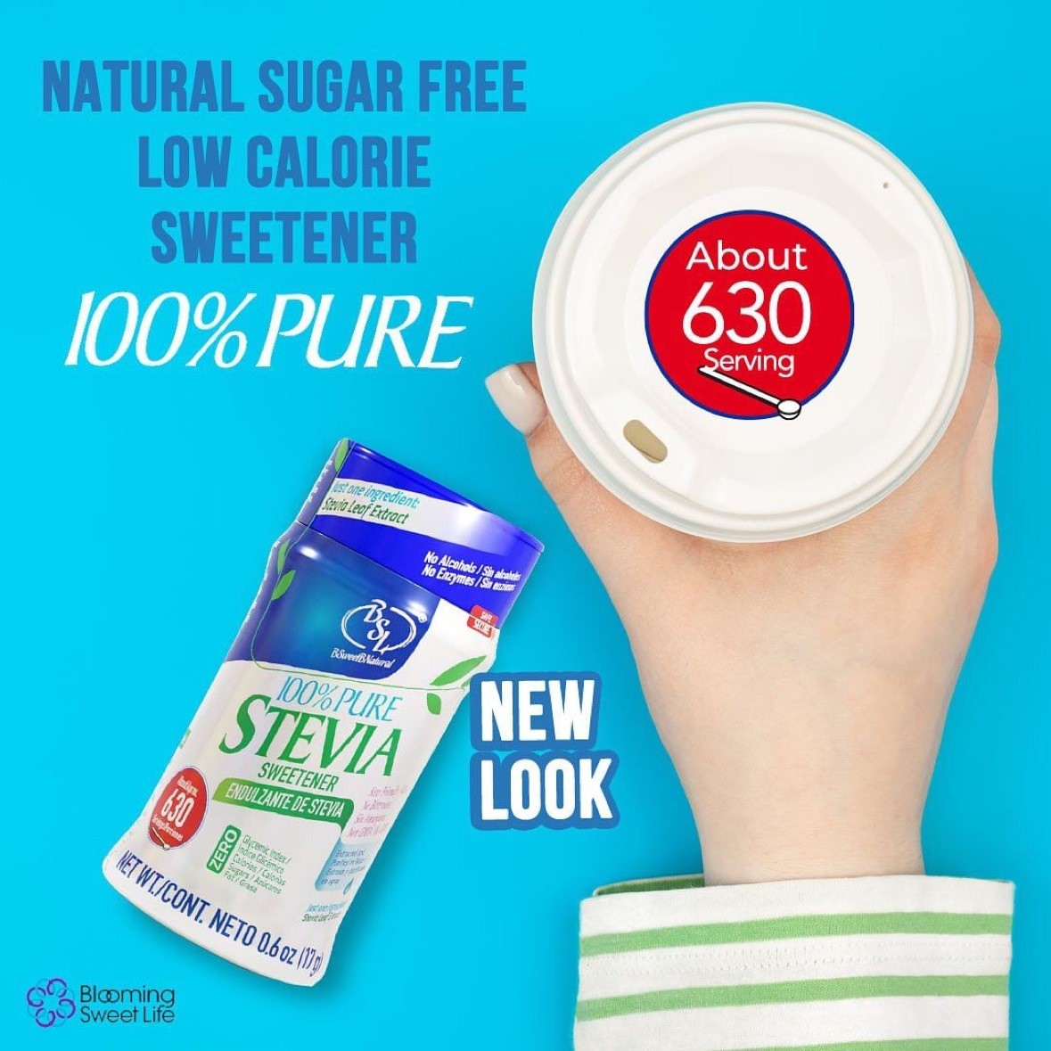 BSL BSweetBNatural Pure Stevia Leaf Extract | Fine Powder Sweetener | 0.6 oz (17g)