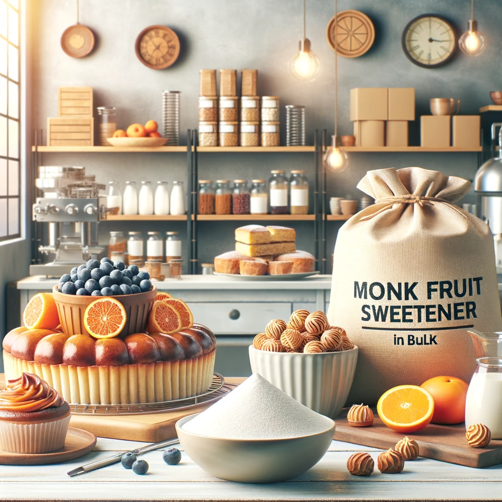 An engaging and visually appealing image representing the concept of buying Monk Fruit Sweetener in bulk