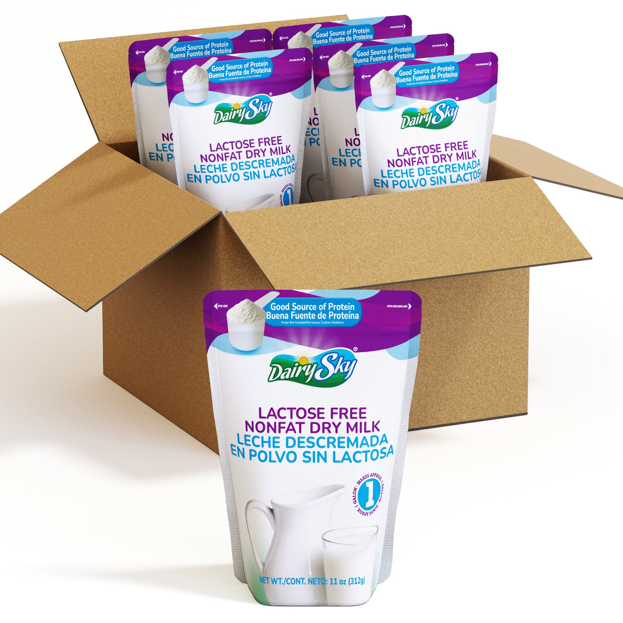 DairySky Lactose Free Nonfat Dry Milk Powder – 11 oz Box of 6 | High Protein | Shelf-Stable