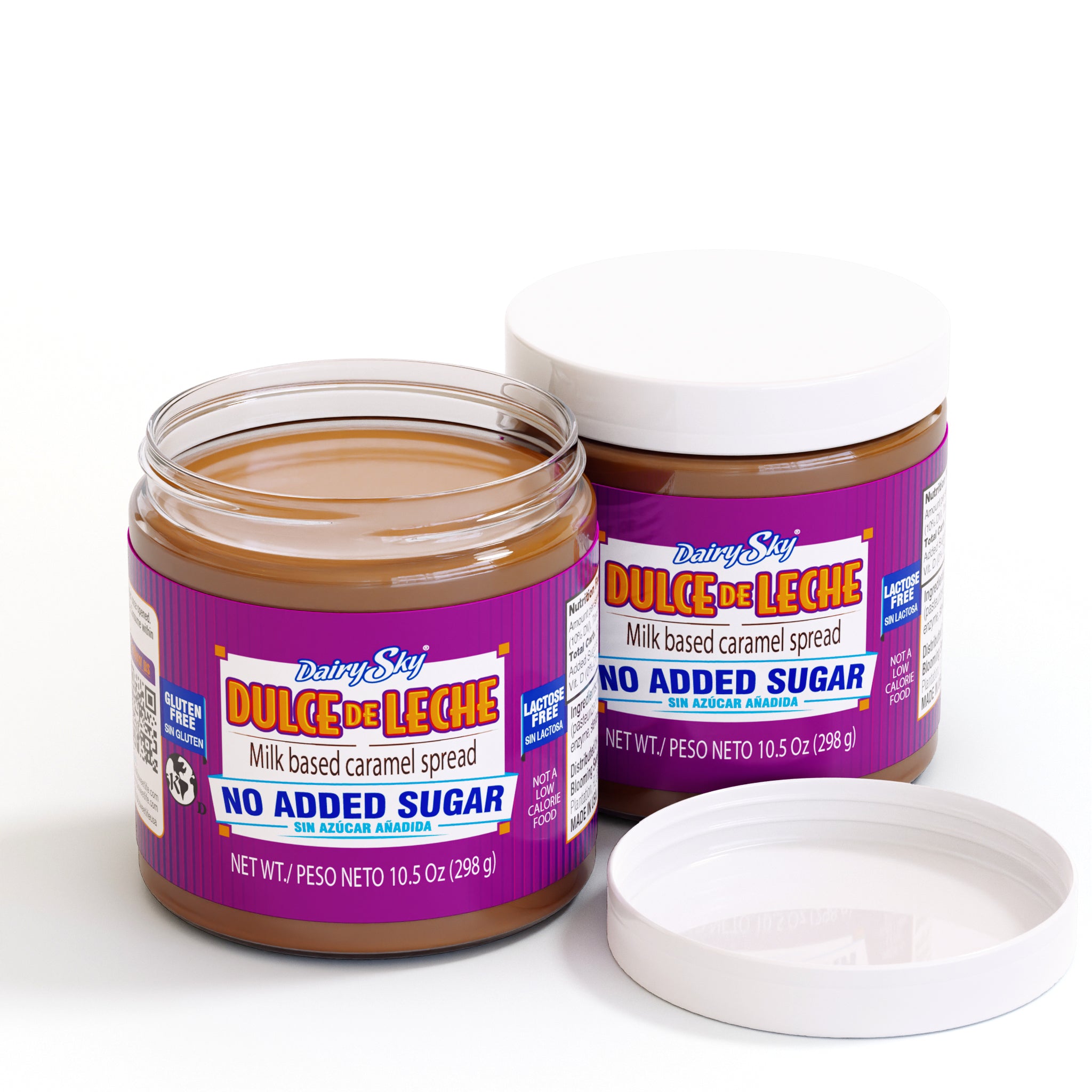 DairySky Dulce de Leche - No Added Sugar | Milk Caramel Spread | 10.5 oz (298g) | 2 Pack