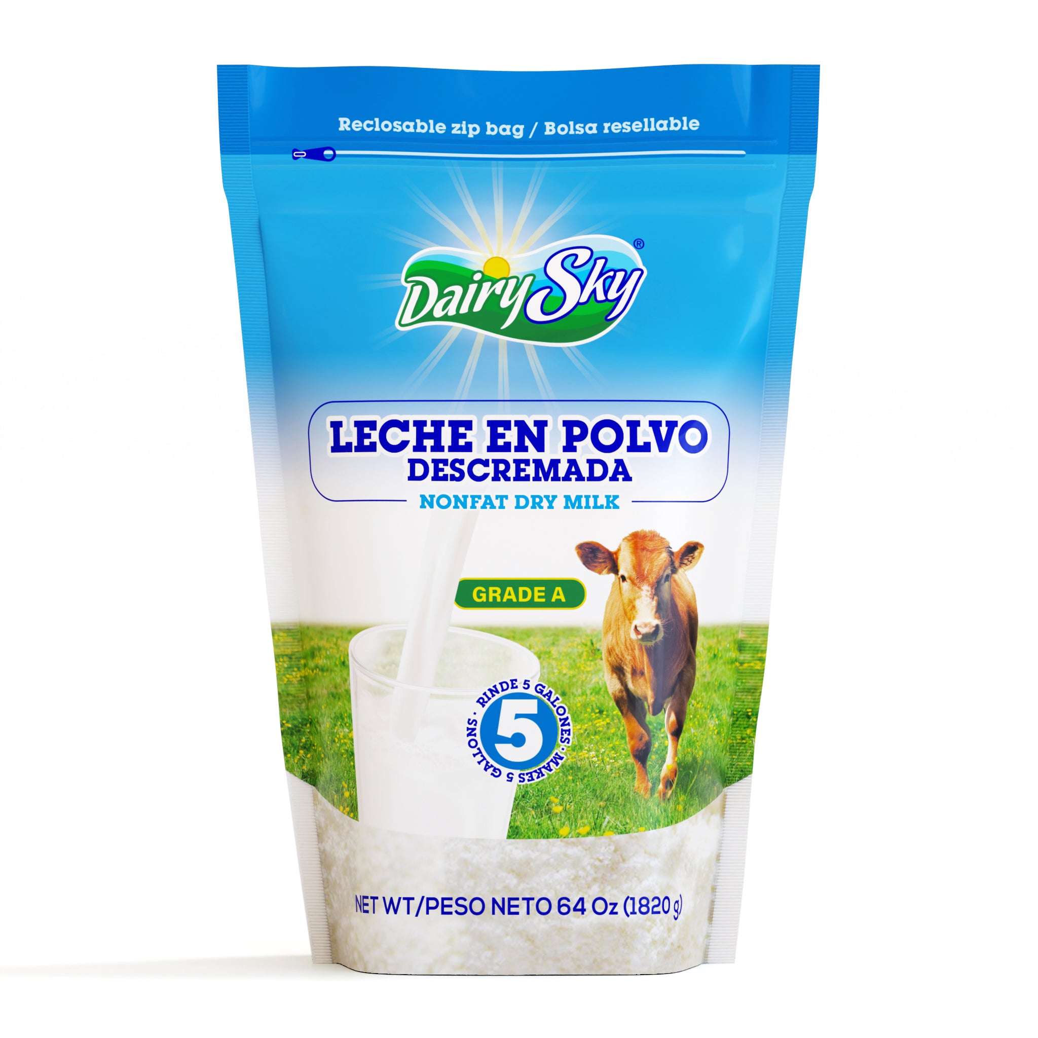 DairySky Lactose-Free Nonfat Dry Milk Powder – 64 oz (4 lb) Pouch | For Cafés, Baking & Bulk Prep