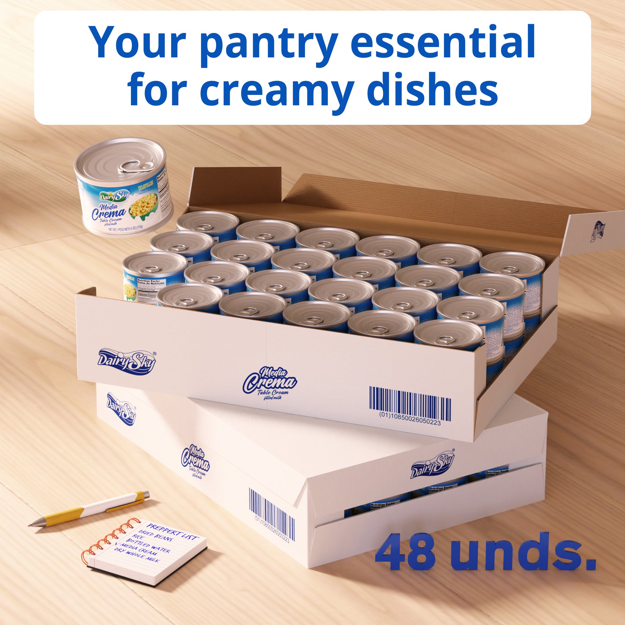 DairySky Media Crema Table Cream – 6 oz Can | 48 Pack Case | Made with Filled Milk