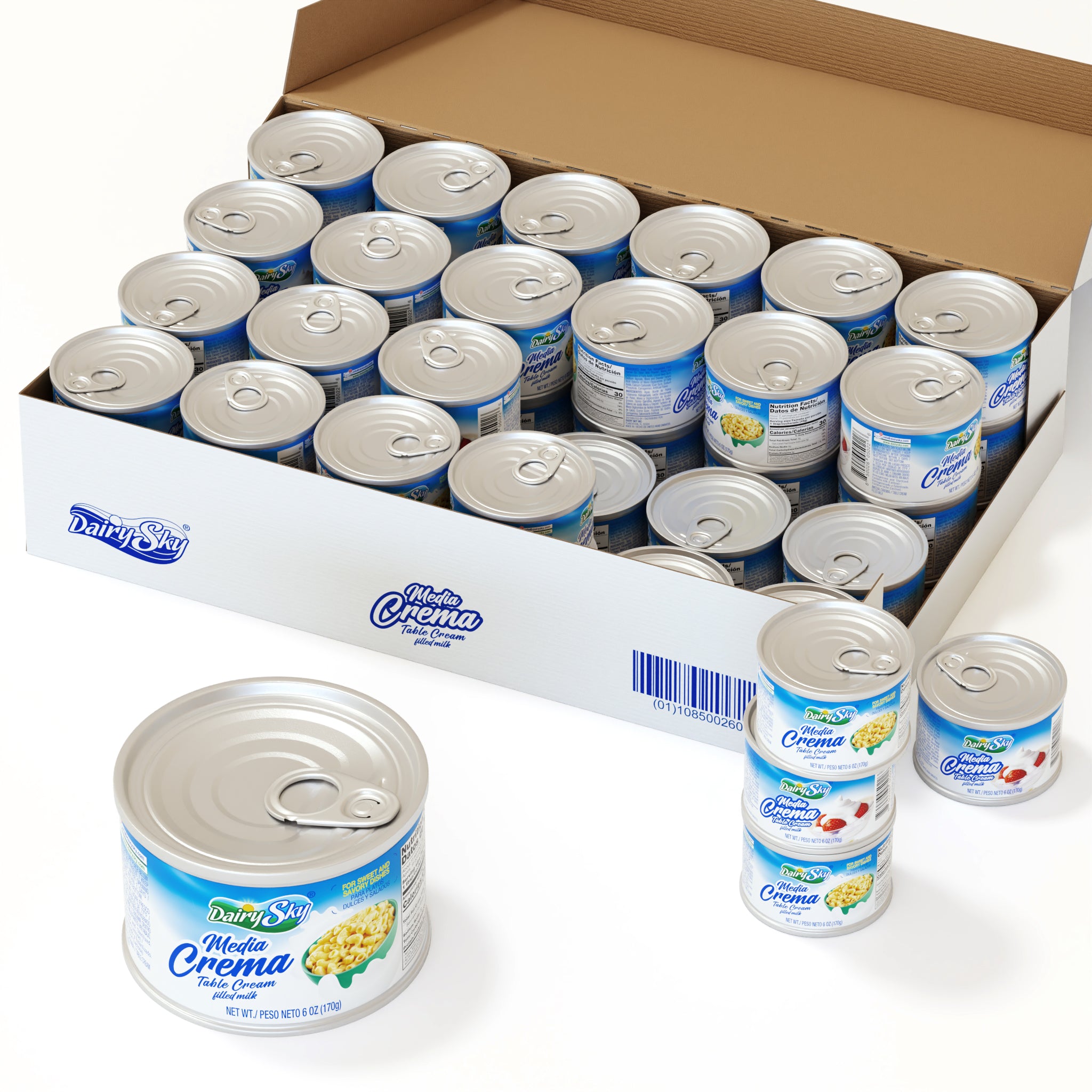 DairySky Media Crema Table Cream – 6 oz Can | 48 Pack Case | Made with Filled Milk