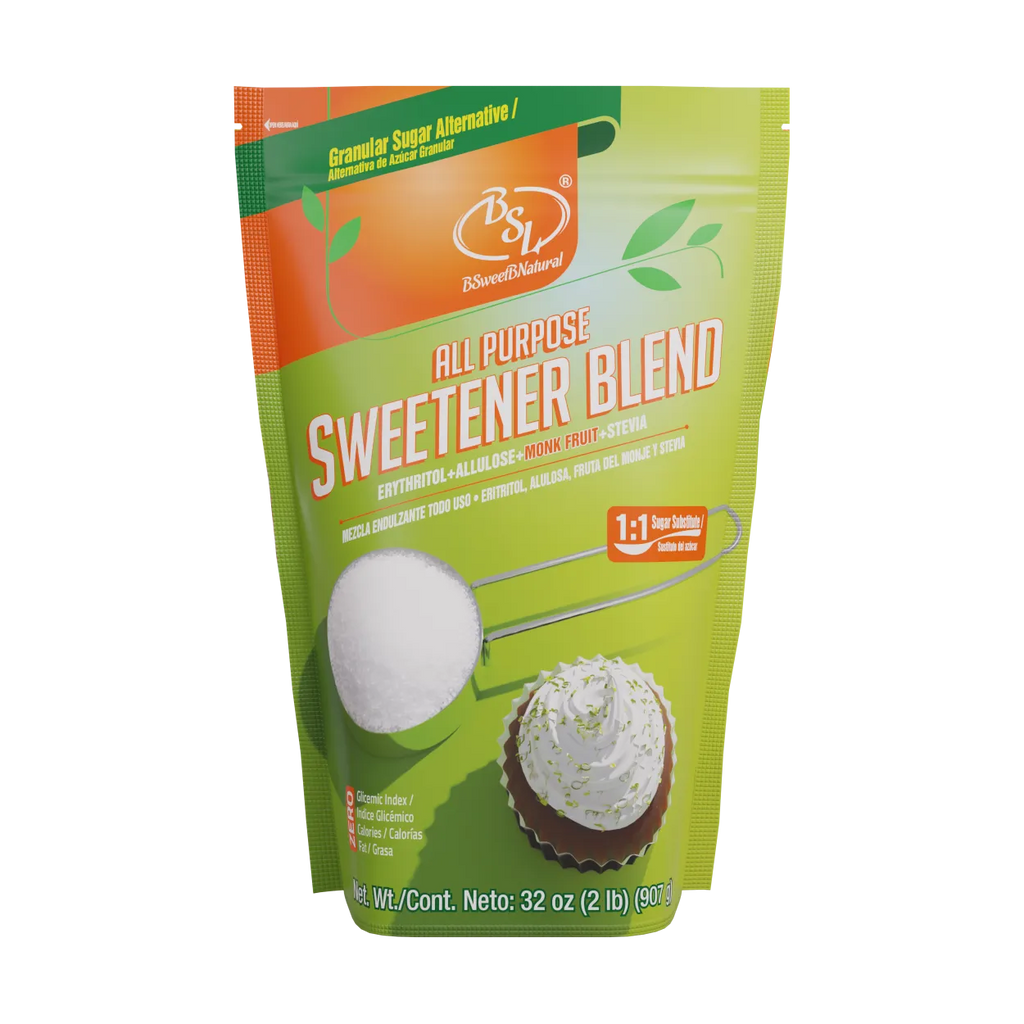 ALL PUPOSE SWEETNER BLEND WITH ERYTRHRITOL ALLULOSE MONK FRUIT AND STEVIA BRAND BSL BSWEETBNATURAL NET WEIGHT 2 LB