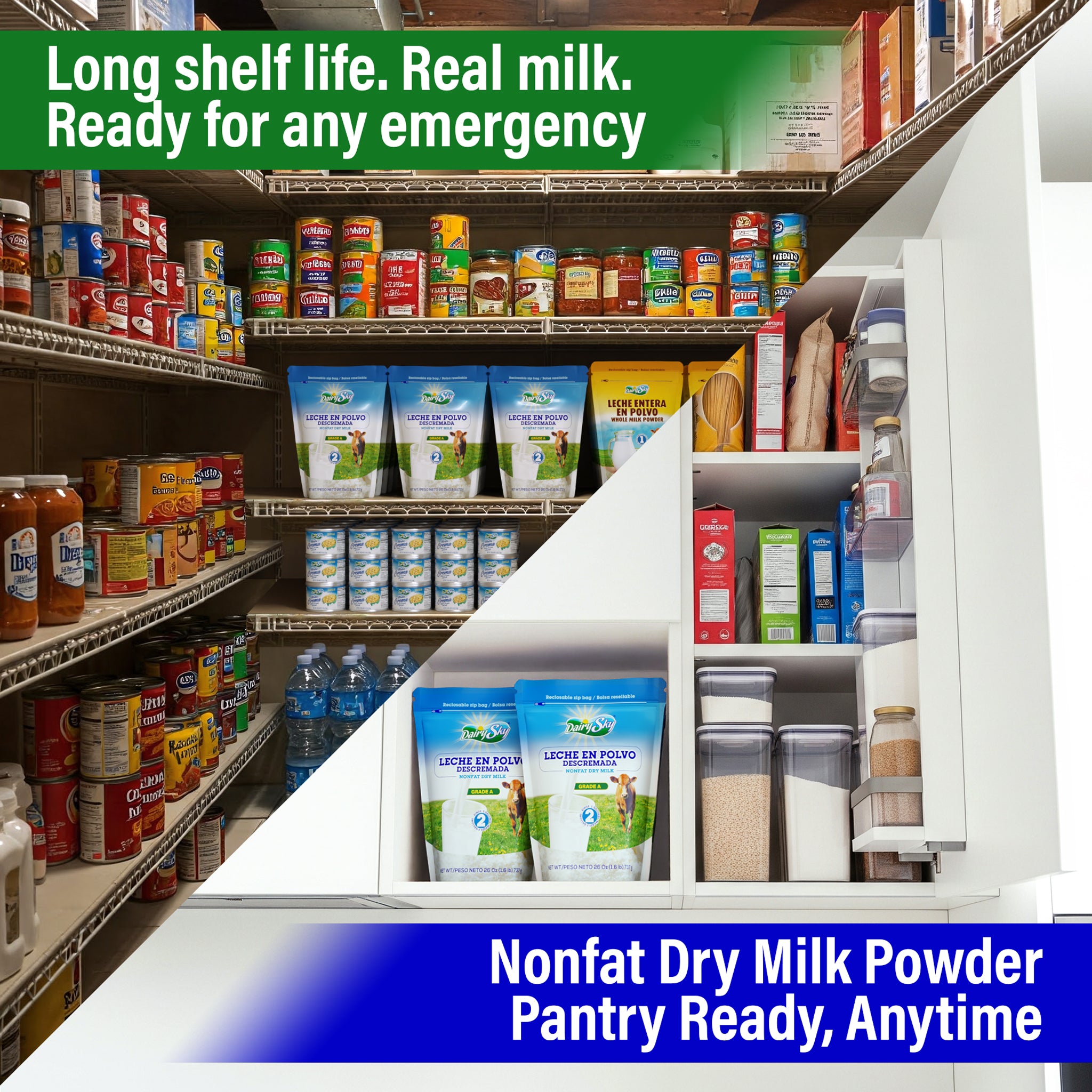 DairySky Nonfat Dry Milk Powder – 64 oz | Fat-Free | No Sugar Added | Shelf-Stable Milk | 8-Unit Case
