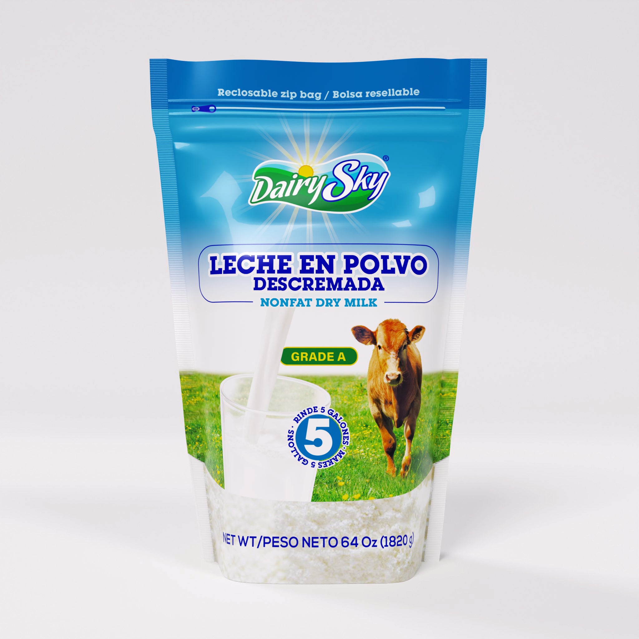 Dairysky Nonfat Dry Milk Powder – 64 oz | Fat-Free | No Sugar Added | Shelf-Stable Milk