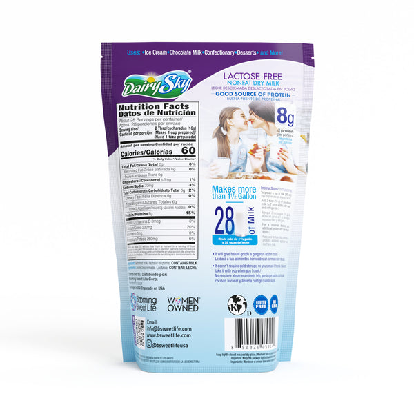 DairySky Lactose Free Milk Powder (16 oz) - Nutrient-Rich & Gluten-Free Dairy Alternative